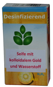 Pflanzliche Kernseife mit kolloidalem Gold, Wasserstoff, 100g, antbakteriell, antiviral, gegen Pilze, bei Akne, Pickel, Hautunreinheiten, Ekzem, regeneriert die Haut